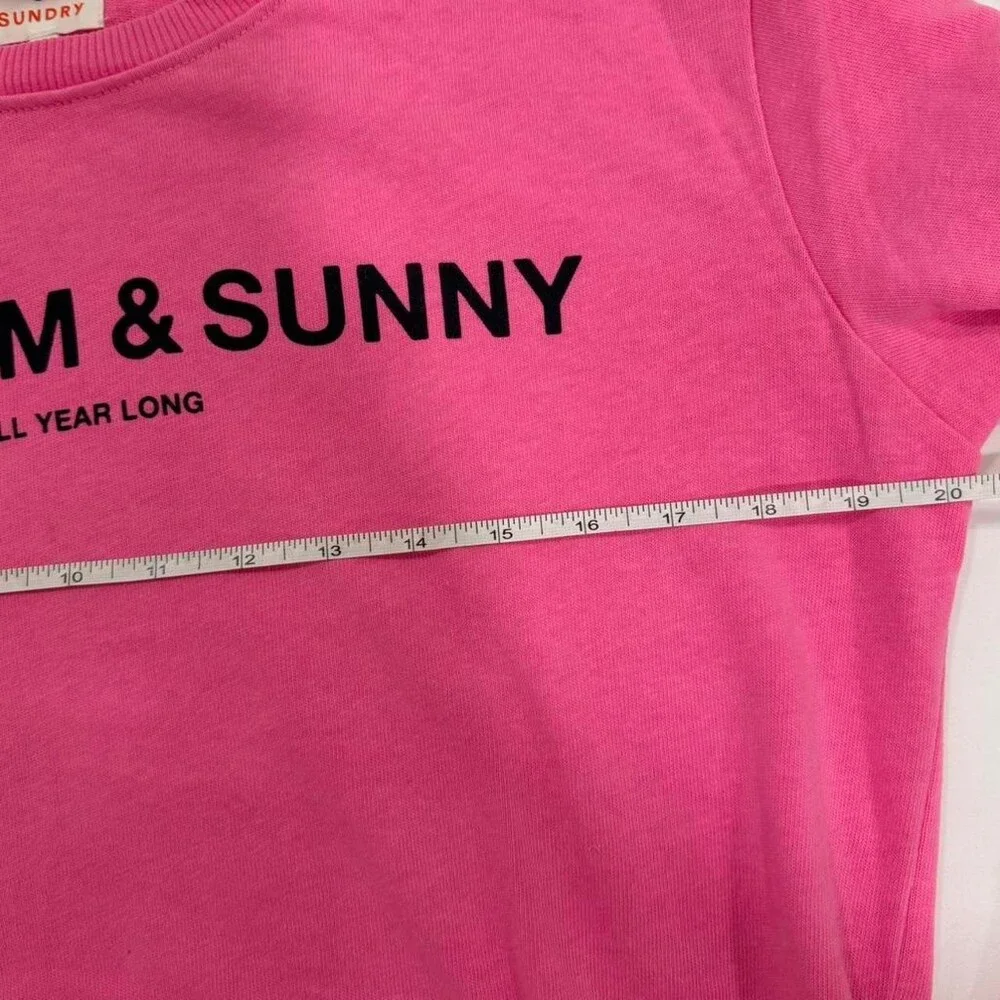 NWOT Sundry 78åÁ Crop Sweatshirt Pigment Neon Pink | Size 1 - Picture 7 of 8